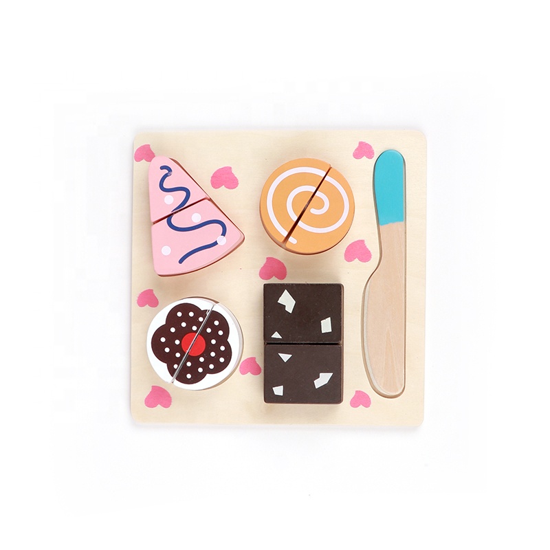 Wooden Kitchen Cut Fruits Vegetables Dessert Kids Cooking Kitchen Toy Food Pretend Play Puzzle Educational Toys