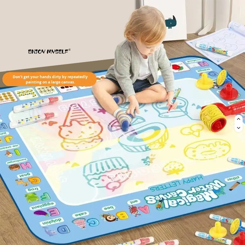 HARDWORK Large Water Drawing Mat For Kids Ages 2-8, Reusable Magic Doodle Cloth Board With Water Pen, Educational Painting Toy