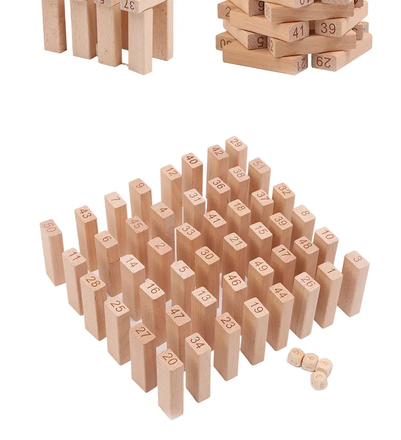 Wooden Toy Tumbling Tower Brick Building Game Toppling Blocks