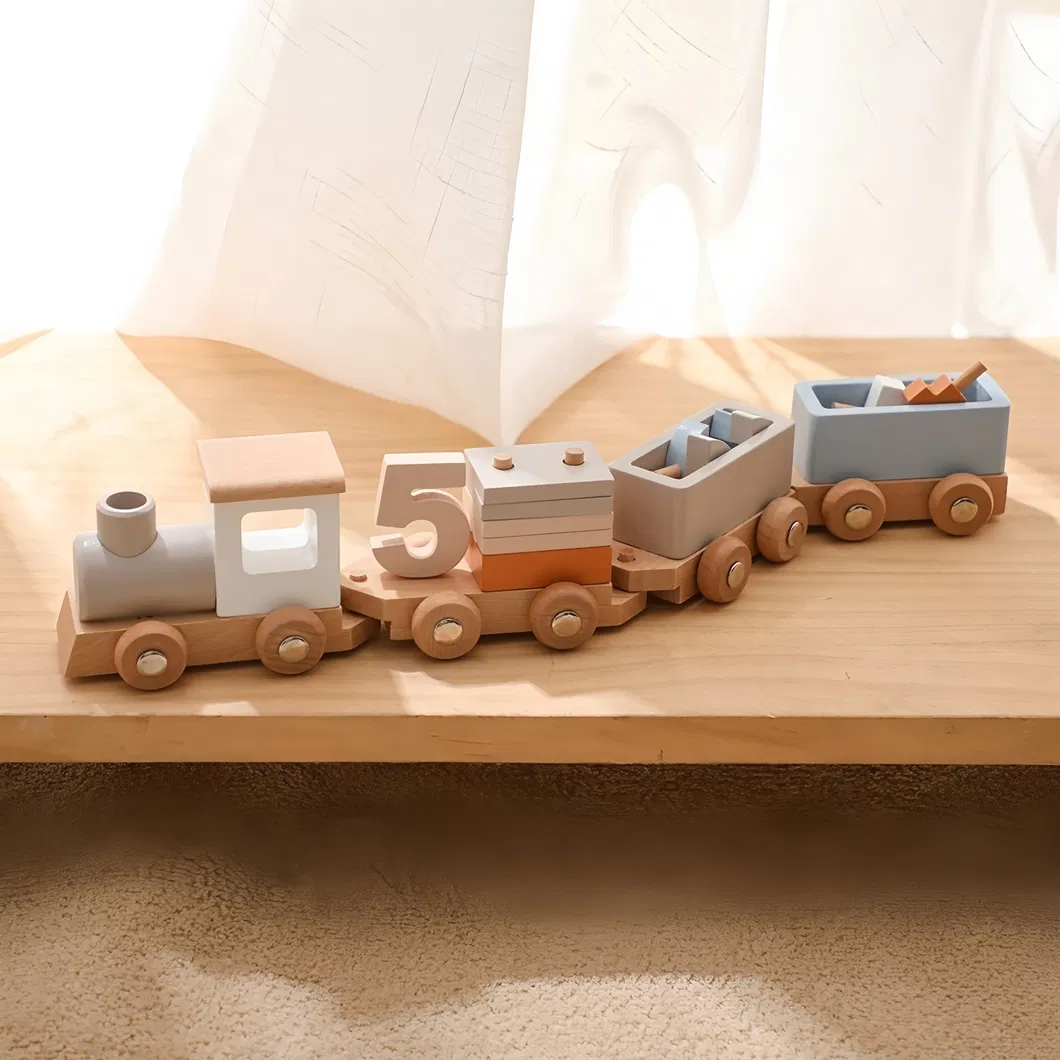 Wholesale Christmas Wooden Cars Wooden Railway Mini Train Set Toy for Kids