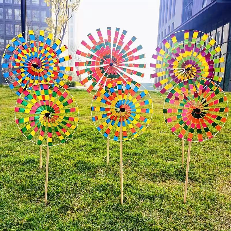 New Retro Traditional Old Beijing Windmill Children's Toys Hot Garden Decorations Colorful Wooden Pole Windmill