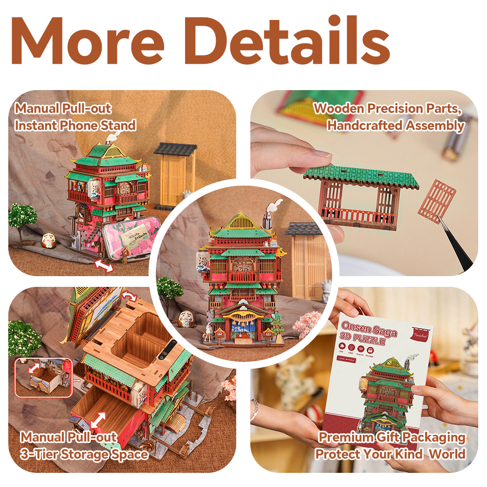 Tonecheer Onsen Saga Japanese Onsen Desktop Storage DIY 3D Wooden Dollhouse for Gift Store Home Decor Toy Shop