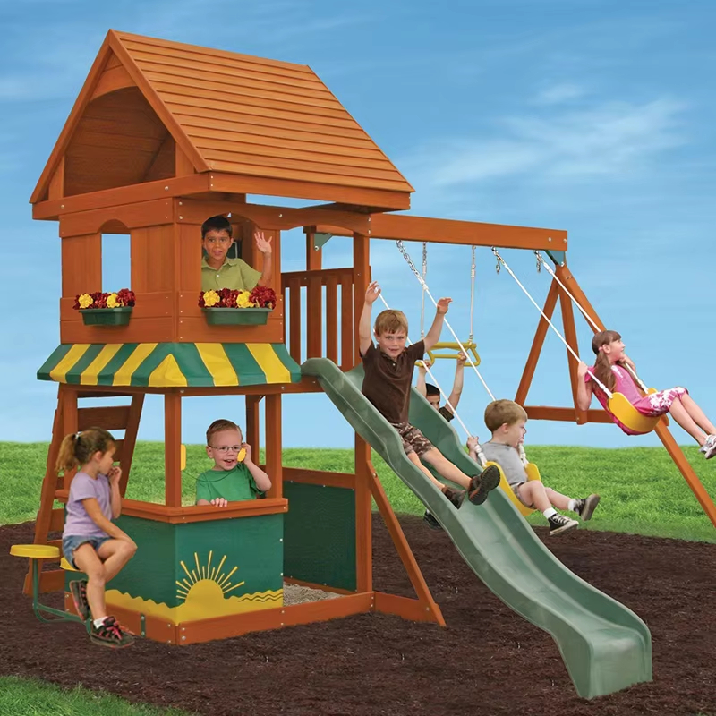 Good Price Kids Playground Outdoor Wood Swing Sets for Children Play Set Wooden