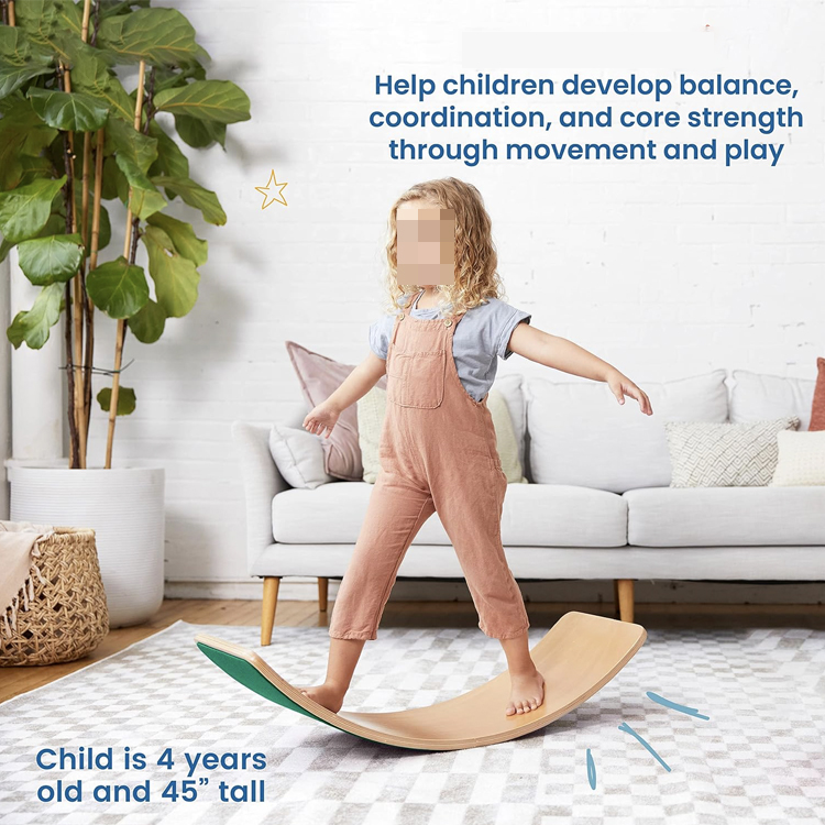 Kids Board Curved Wooden Balance Board Toy Natural Wood Seesaw for Toddlers Kids