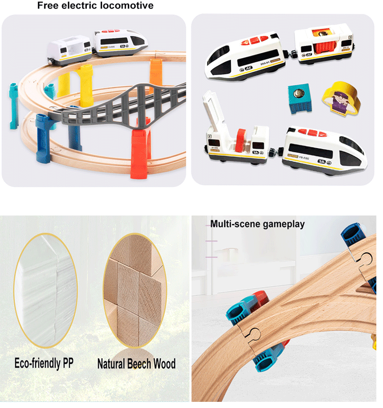 UDEAS Exercise Hand-On Ability DIY Railway Train Set Builder Wooden Big Track Toy