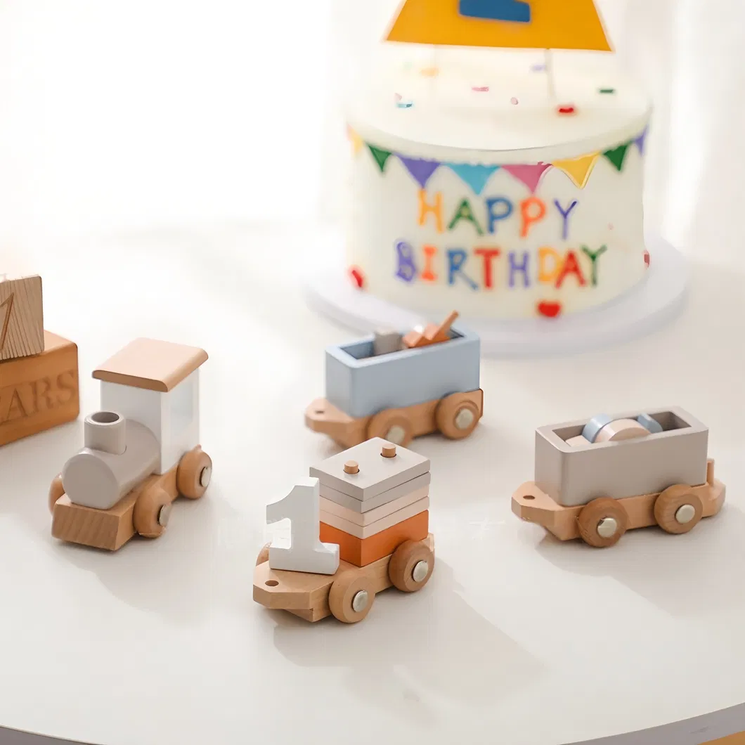 Wholesale Christmas Wooden Cars Wooden Railway Mini Train Set Toy for Kids