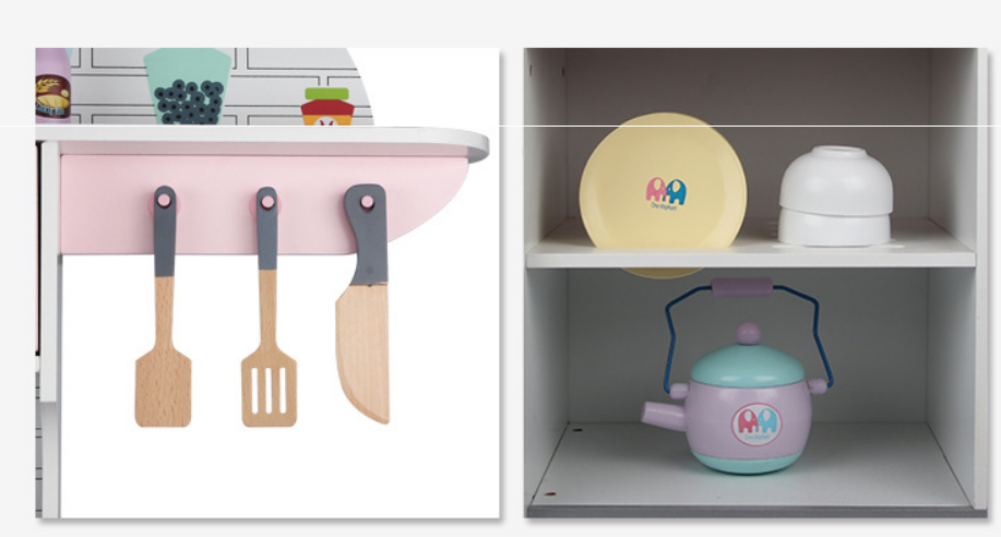 Game Gift Wooden Pretend Play Kitchen With Utensil Toys for Kids Boys Girls Children's Cooking Role Play Set