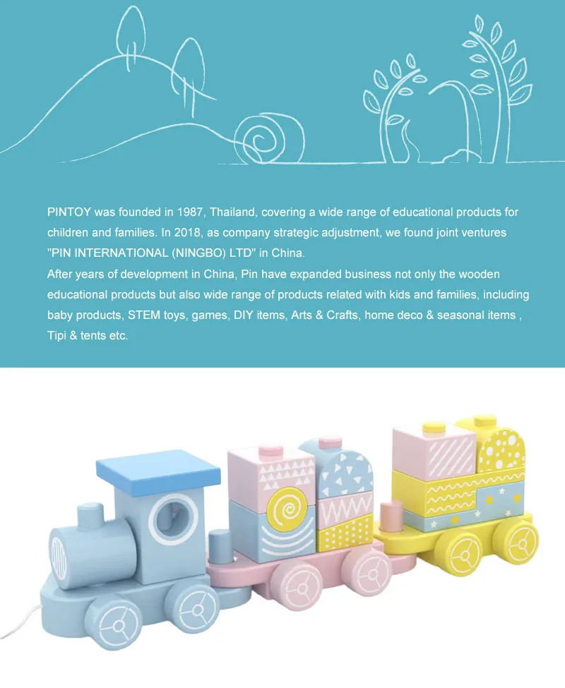 Wooden Pull-Along Train Blocks Set