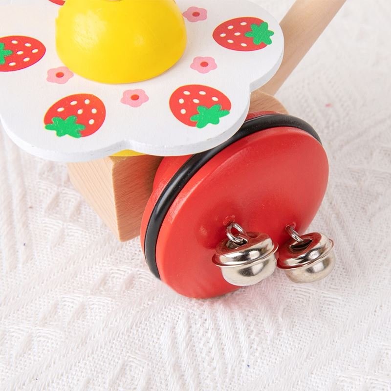 Baby Wooden Animal Shape Safe &amp; Healthy Learning Walking Playful Detachable Stick Musical Dancing Butterflies Push and Pull Toy