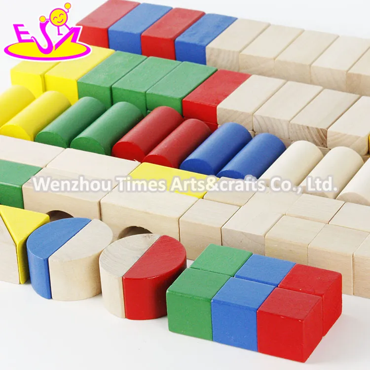 Colorful 80 Pieces Kids Wooden Toy Connecting Building Blocks Best Sale Children Wooden Intelligence Building Blocks W13A137