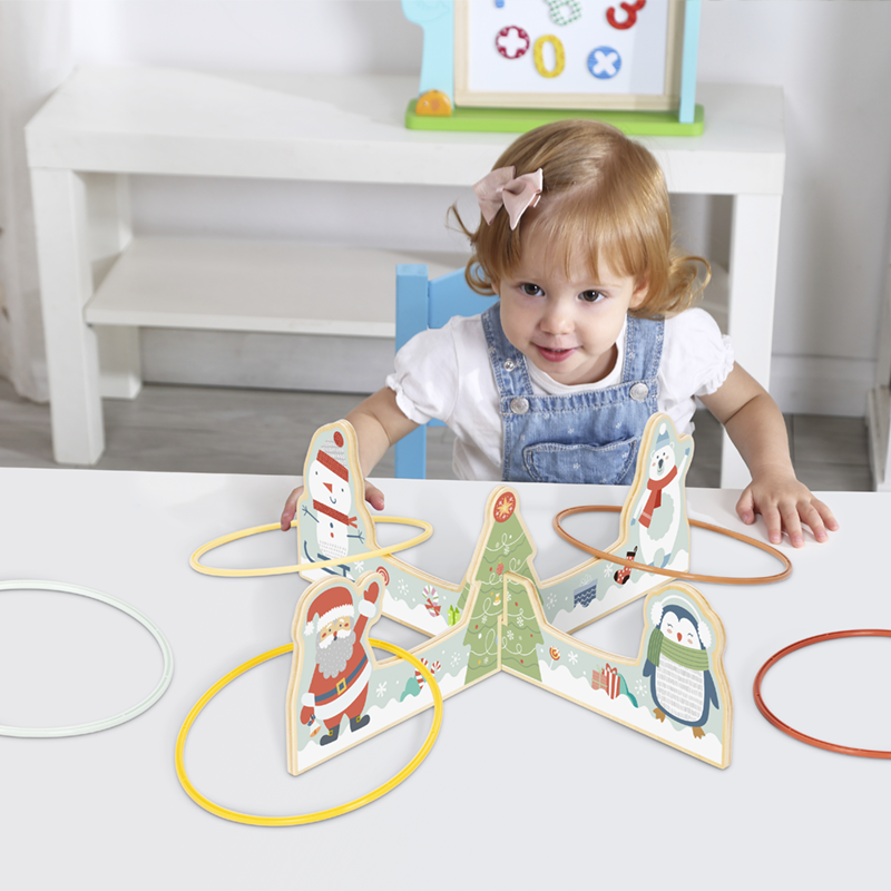Wooden Ring Toss Game Creative Indoor and Outdoor Sports Fun Family Party Game Christmas Toys for Kids