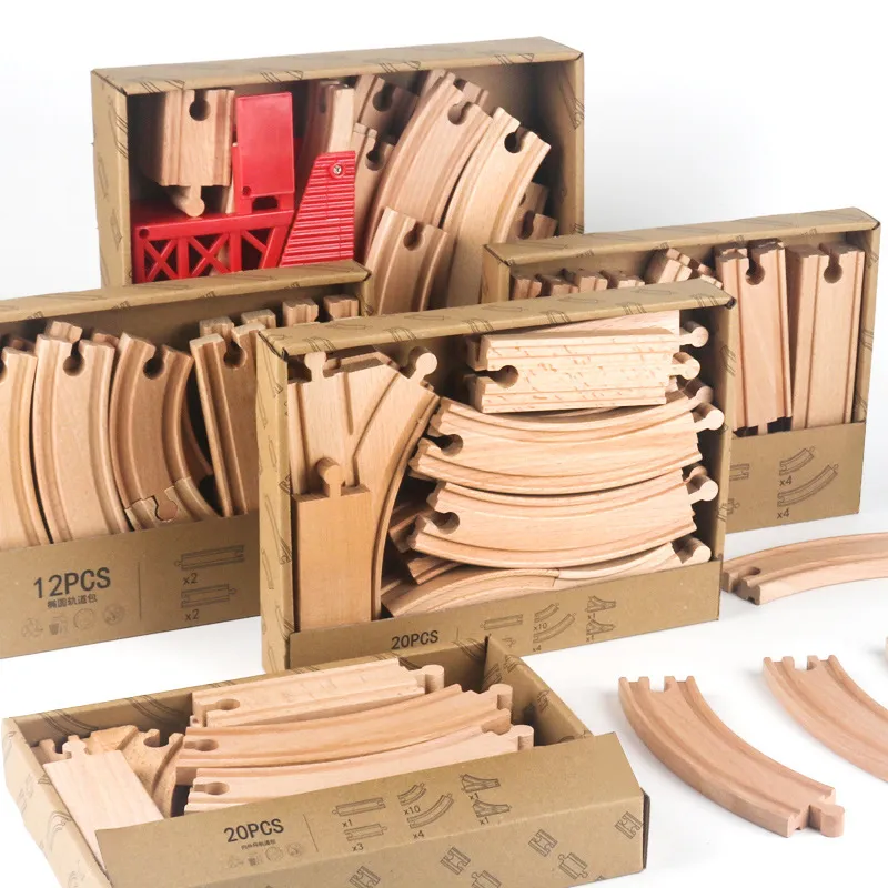 Unisex DIY Creative Wooden Railway Train Track Set Detailed Photo 1