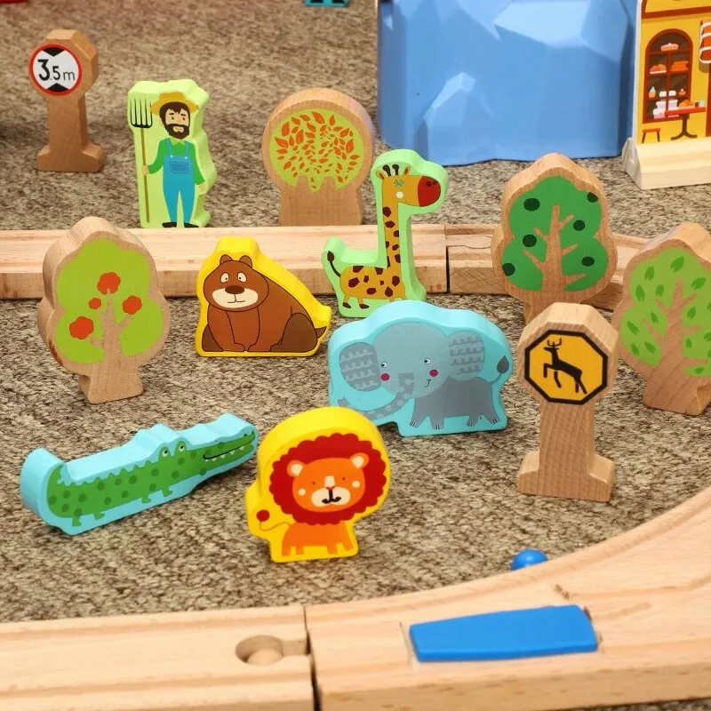 2025 Wholesale Christmas Kids Railway Wooden Electric Toy Model Mini Train Sets