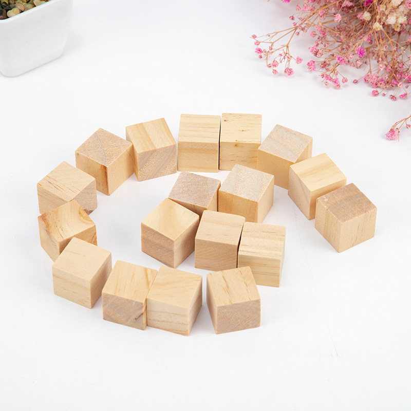 Customizable Size DIY Eco-friendly Building Blocks Small Square Wooden Blocks for Kids Toys
