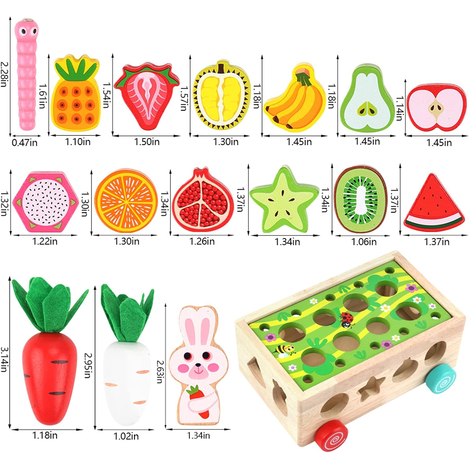 Carrot Harvest Game Wooden Shape Sorting Toy Car Kids Montessori Toys Preschool Early Learning Educational Toys for Baby Toddler