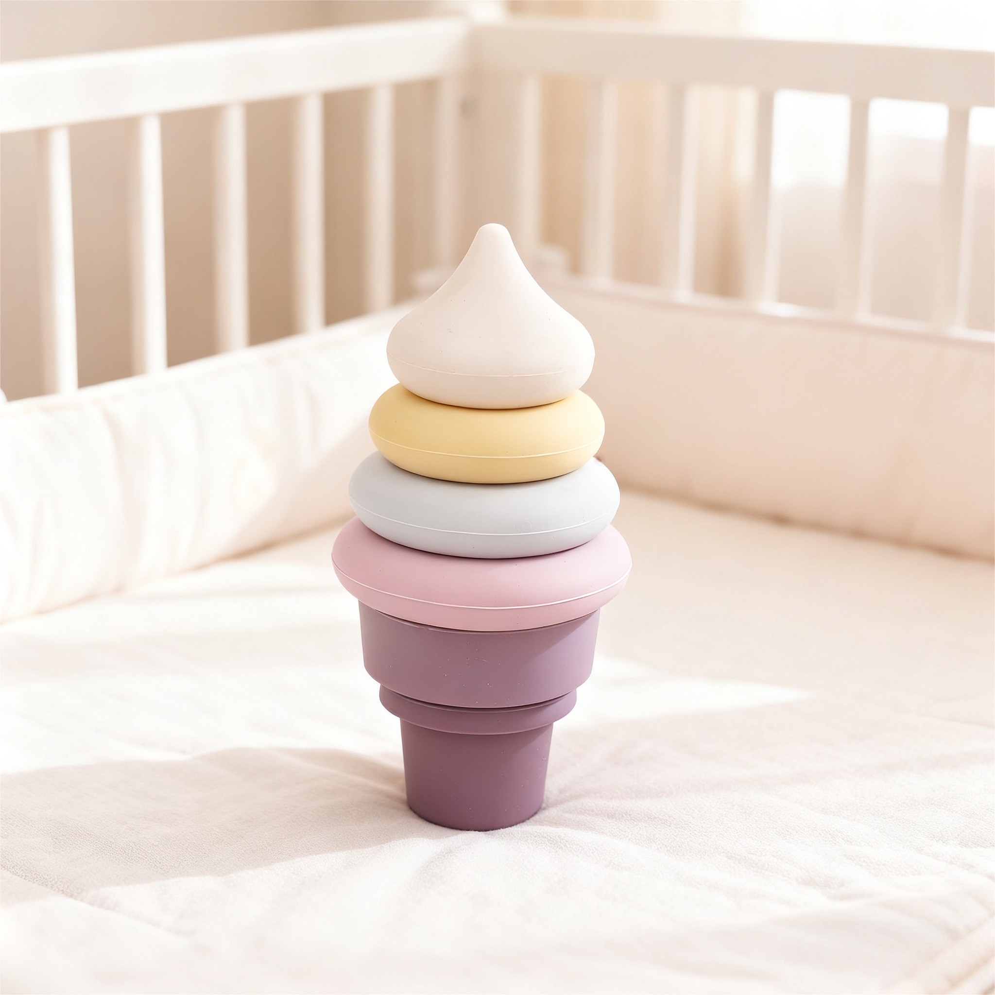 Kids &amp; Toddlers Learning Ice Cream Silicone Building Blocks-Educational Block Set For Ages 0-7 Years