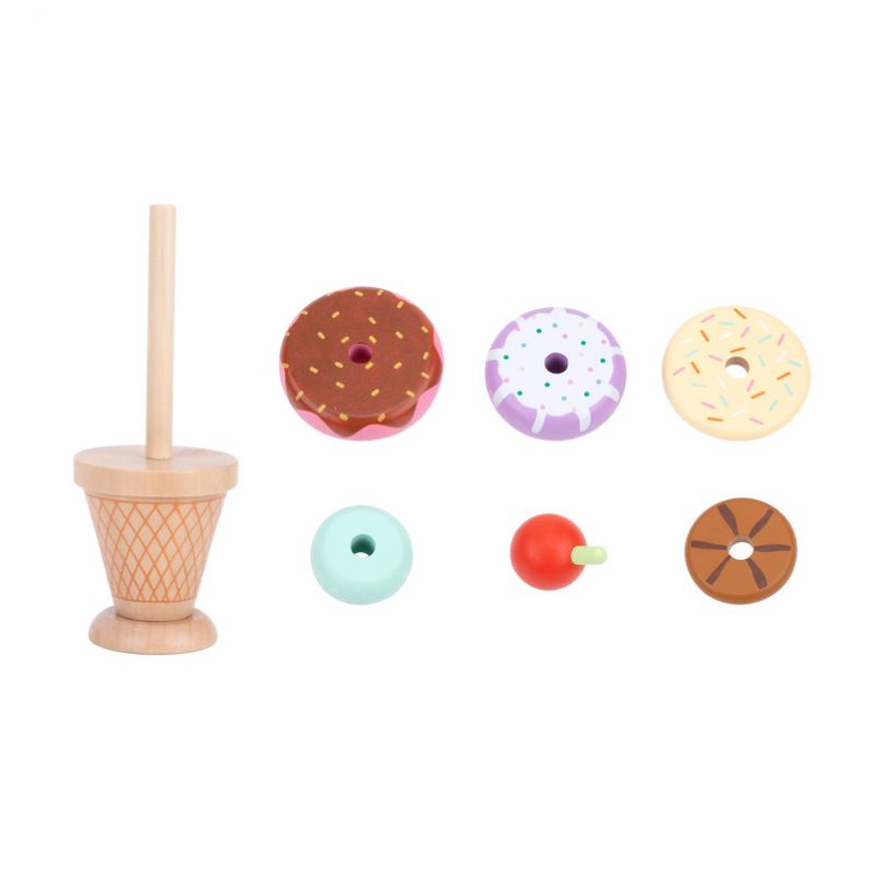 Eco-friendly Wooden Children's Play Ice Cream Ice Cream Simulation Food Dessert Set Enlightenment Food Layered Toys