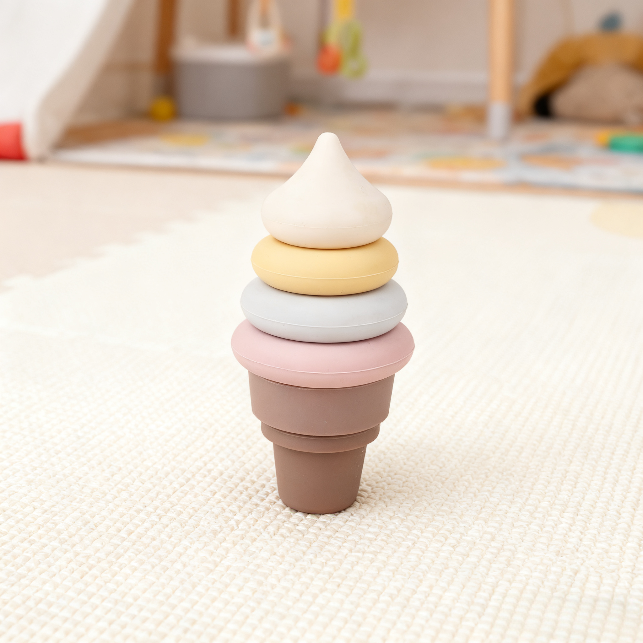 Kids &amp; Toddlers Learning Ice Cream Silicone Building Blocks-Educational Block Set For Ages 0-7 Years