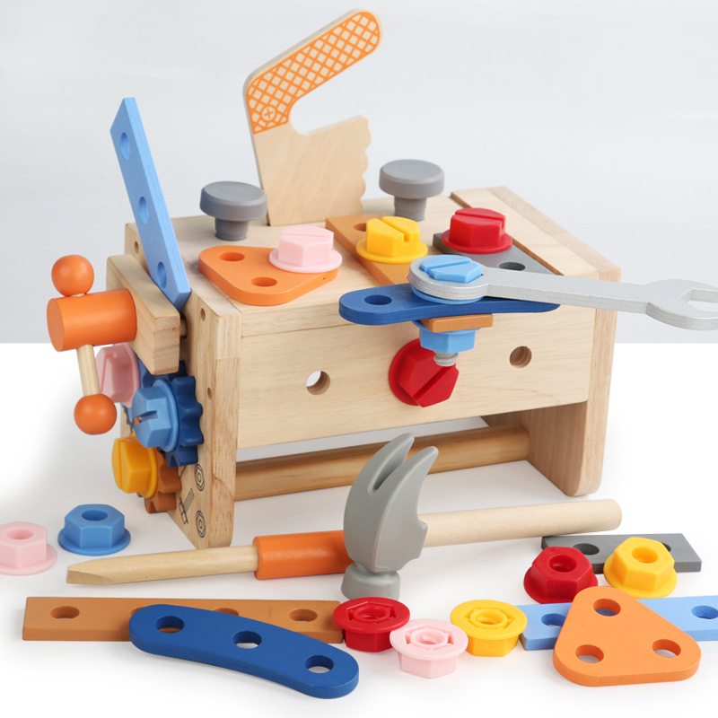 Montessori Children's Toys Simulation Wooden Tools Box Carpenter Disassembly Set Toys Early Education Hands on Training