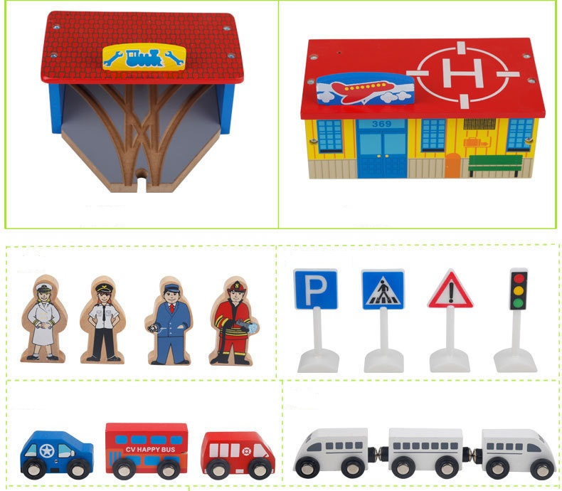 80 PCS Wooden Fishing Game Train Set Railway Play Set for Kids