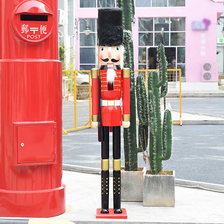 Handmade Wooden 150cm Life-Size Soldier Nutcracker Classic Eco-Friendly Outdoor Christmas Decoration Figurine Toy