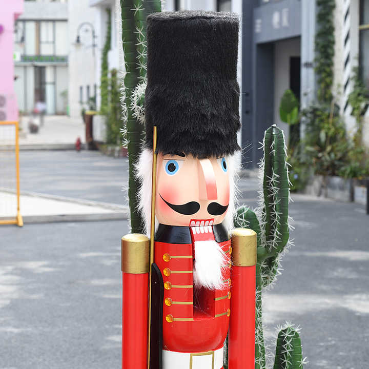Handmade Wooden 150cm Life-Size Soldier Nutcracker Classic Eco-Friendly Outdoor Christmas Decoration Figurine Toy