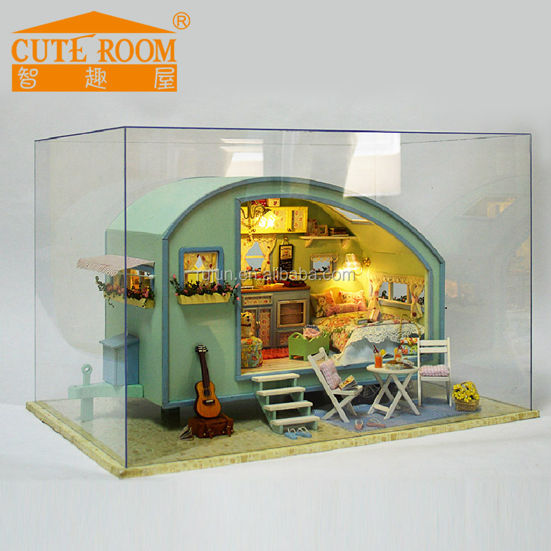 CUTE ROOM Diy Dollhouse Wooden Toys Travel car house model Time travel