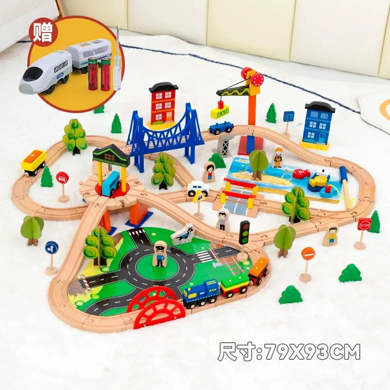 2025 Wholesale Christmas Kids Railway Wooden Electric Toy Model Mini Train Sets