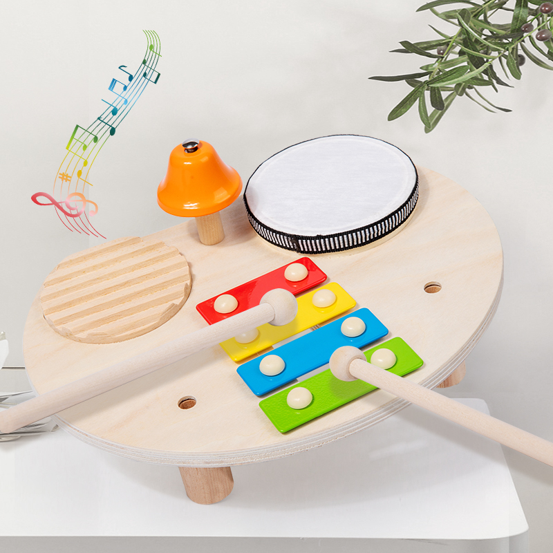 Kids Wooden Drum Kit, Musical Instruments for Toddlers, Educational Baby Drum Musical Toys for 3 4 5 Year Old Kids Boys Girls