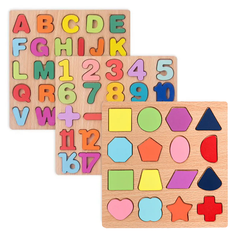 Wooden 3d Puzzle Alphabet Number Matching English Cognitive Hand Grasping Board Montessori Early Educational Toys For Children