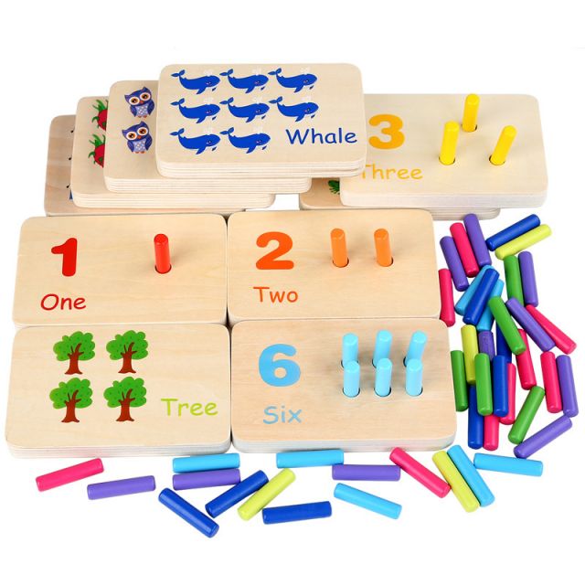 Children's Montessori Sensory Early Education Math Learning Stick Color Cognition Matching Board Wooden Stick Game Education Toy