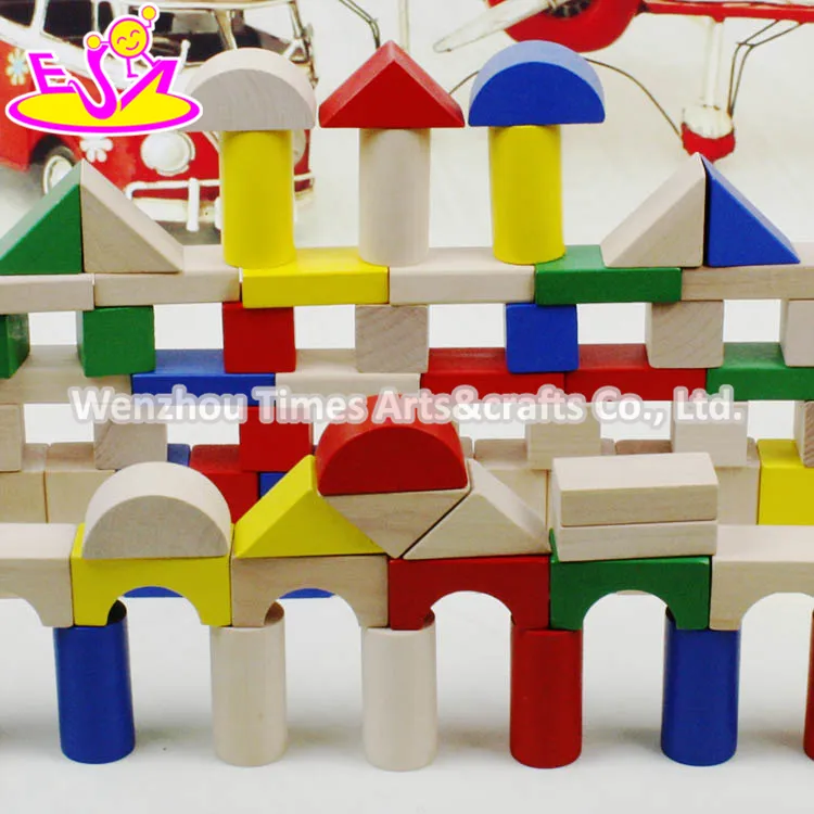 Colorful 80 Pieces Kids Wooden Toy Connecting Building Blocks Best Sale Children Wooden Intelligence Building Blocks W13A137
