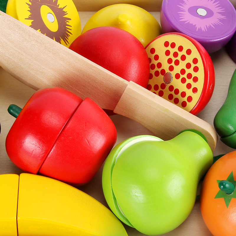 Kid Toys Color Children's Wooden Cutting Fruit Vegetable Kitchen Wooden Toys