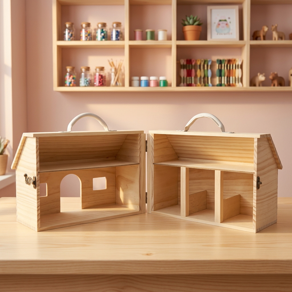 Wood House Craft Natural Pine Wood Sturdy Story Dollhouse Fully Assembled Decorate Your Own Dollhouse Girl's Dream House