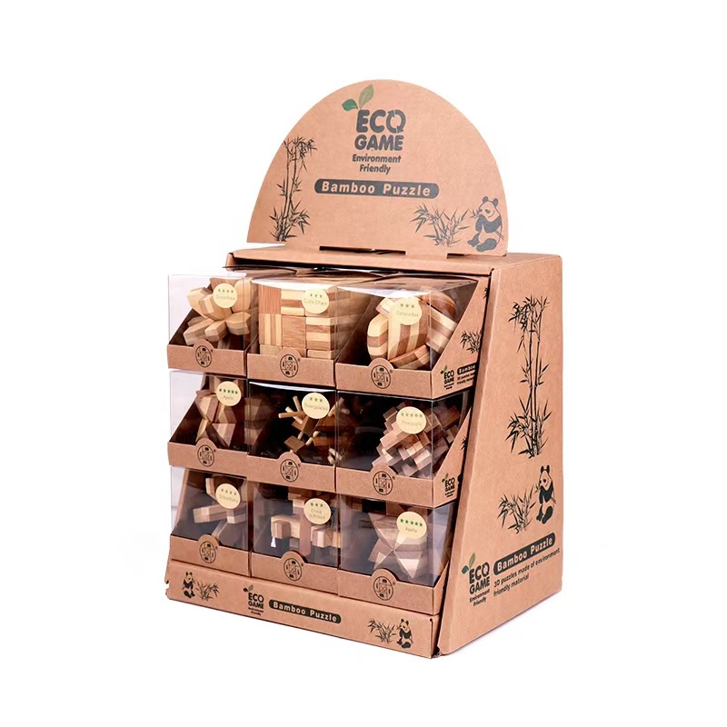 Early Education Chinese Classical IQ Wooden Lock Puzzles Brain Lock Educational Wooden Toys Set for Kids