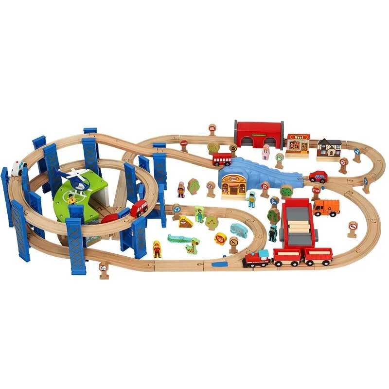 2025 Wholesale Christmas Kids Railway Wooden Electric Toy Model Mini Train Sets