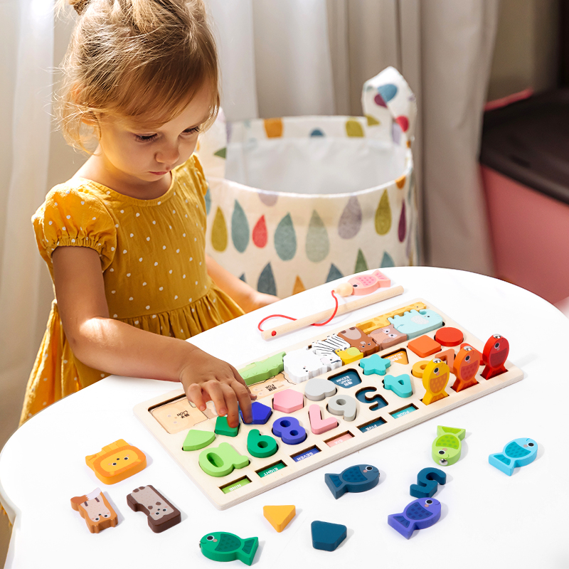 4-in-1 Fishing Building Blocks Game Early Educational Intelligence Development for Children Baby Number Shape Educational Toys