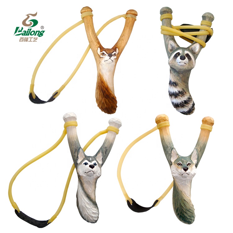 Ready to Ship Wholesale Kids Toy Animal Wood Carved Slingshot for Outdoor Play
