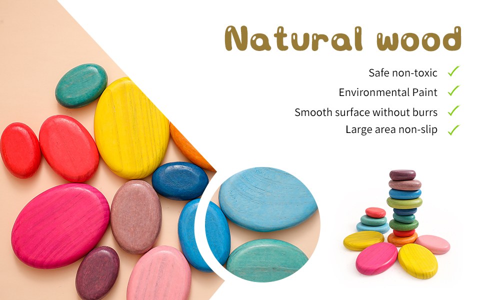 Wooden Sorting Stacking Rocks Detail 7