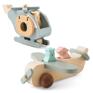 Unisex Wooden Two-Piece Airplane Toy Set for Children 2-4 Years Eco-friendly &amp; BPA Free Educational Toy CPC Certificate for Play