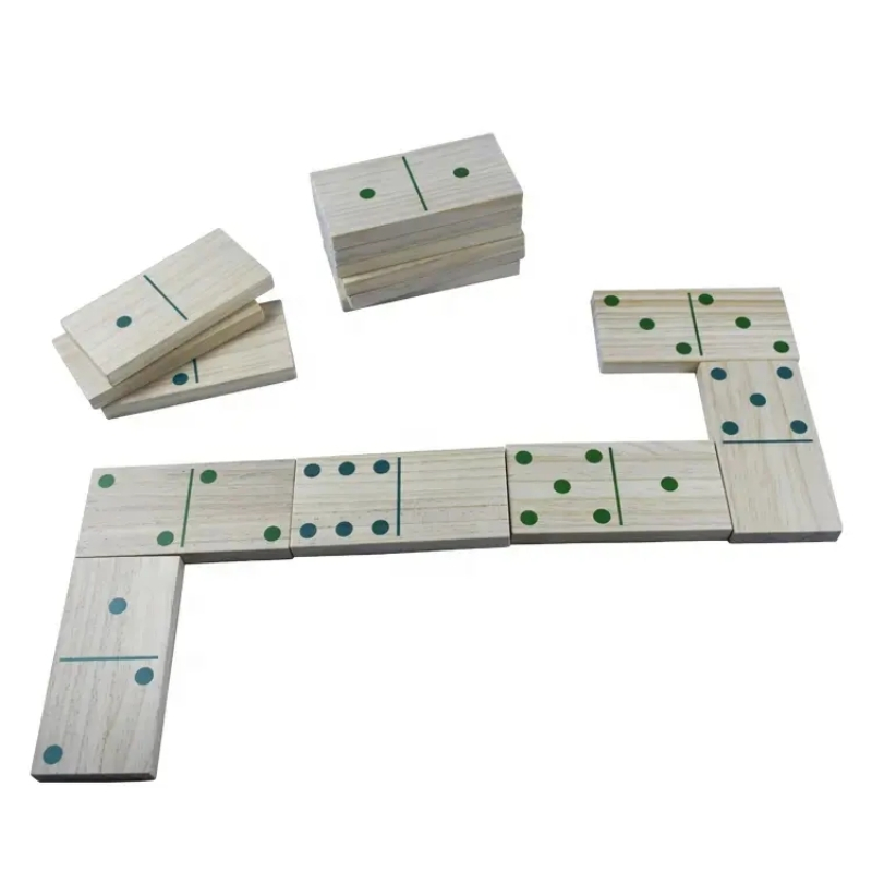 28 PCS Wooden Domino Set Building Blocks Garden Yard Game Toy