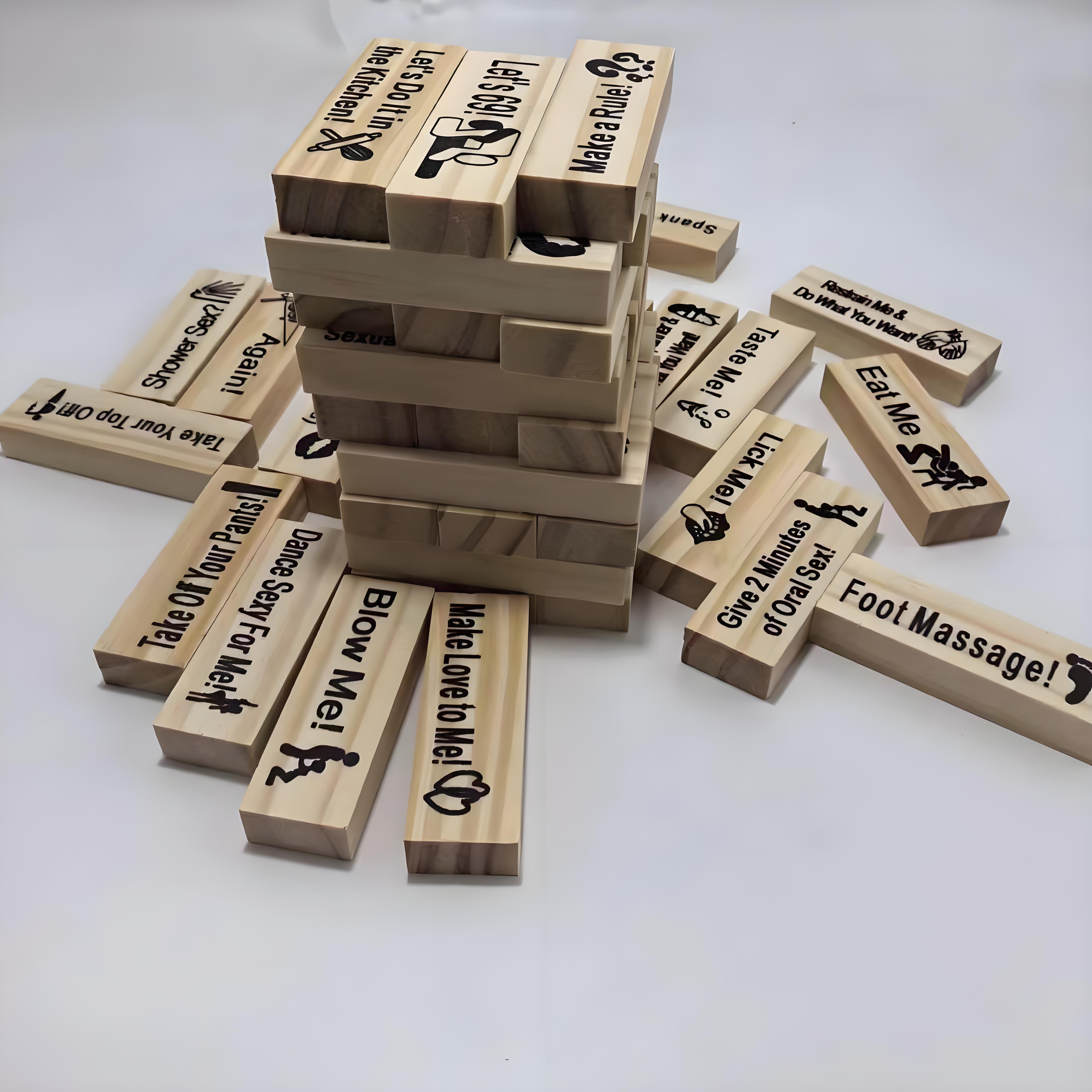 Custom Logo Wooden Tumbling Tower Game Classic Stacking Blocks Montessori Educational Toys For Kids Adults Family Party Favors