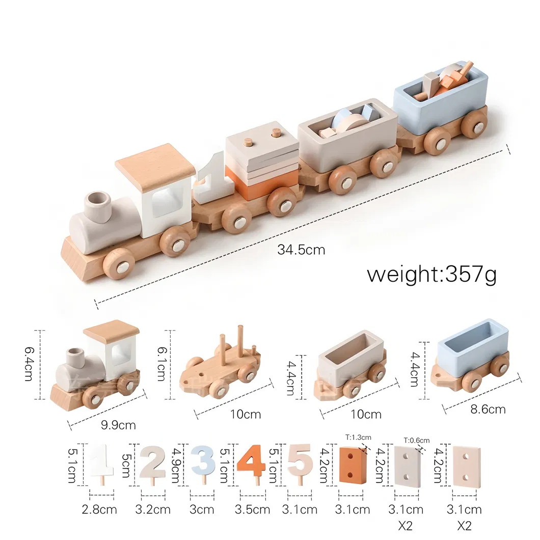 Wholesale Christmas Wooden Cars Wooden Railway Mini Train Set Toy for Kids