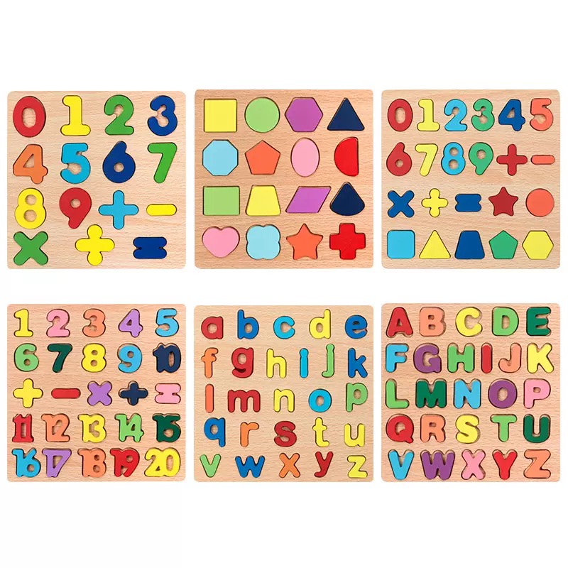 Hot Selling Wooden ABCD Alphabet Number Shape Learning Educational Toys Kids Boys and Girls
