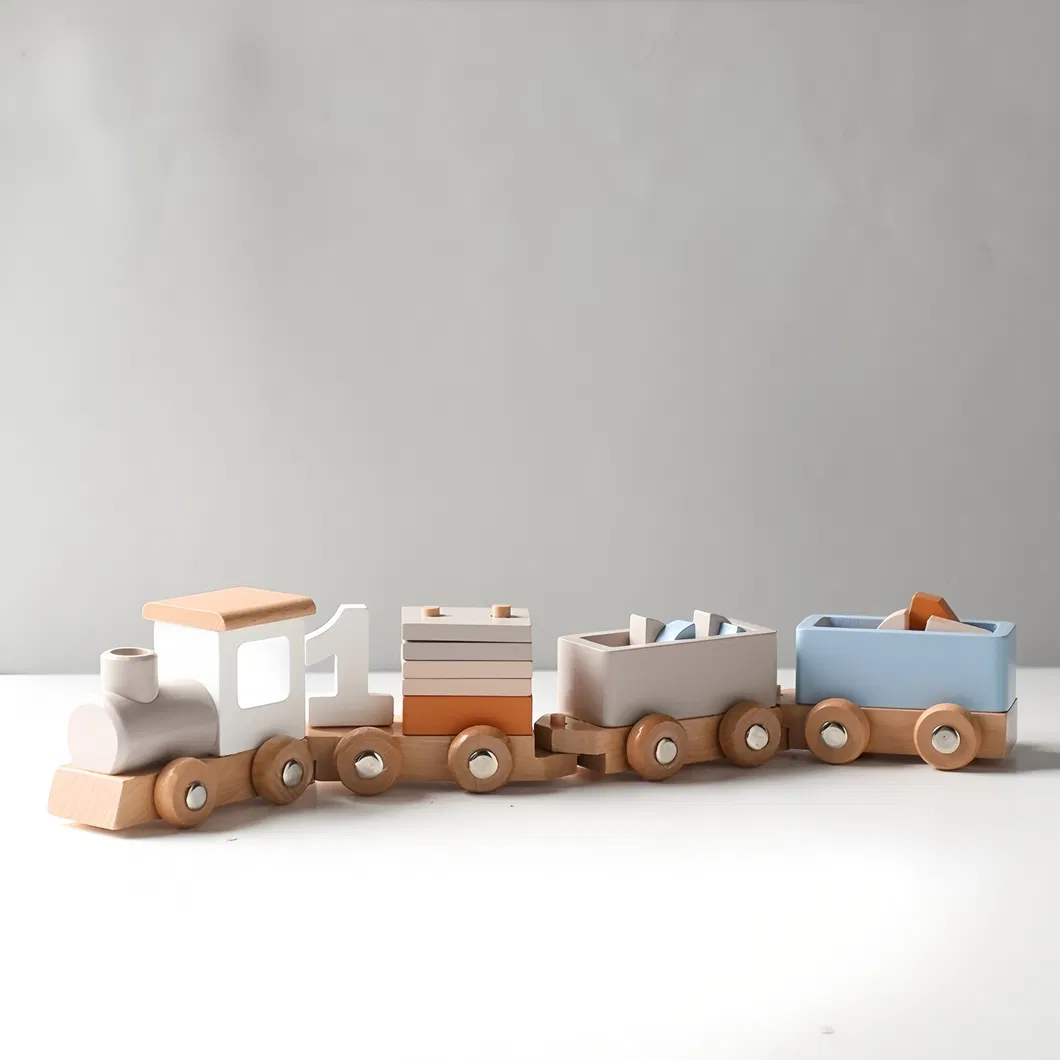 Wholesale Christmas Wooden Cars Wooden Railway Mini Train Set Toy for Kids