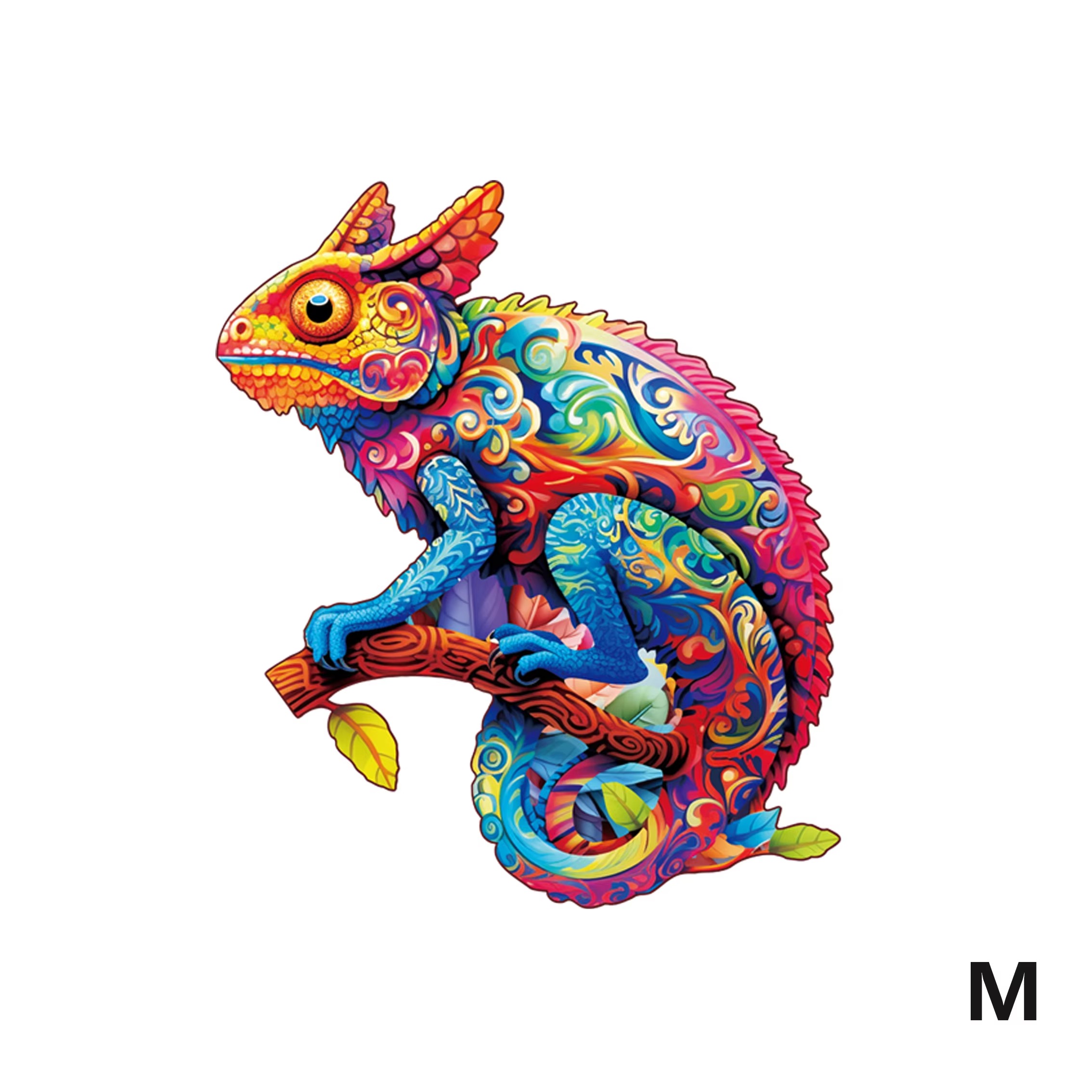 Hamaileon Chameleon Pattern 3D Wooden Jigsaw Puzzle DIY Educational Toys Irregular Animal Shapes Eco-friendly Laser Cutting Ages