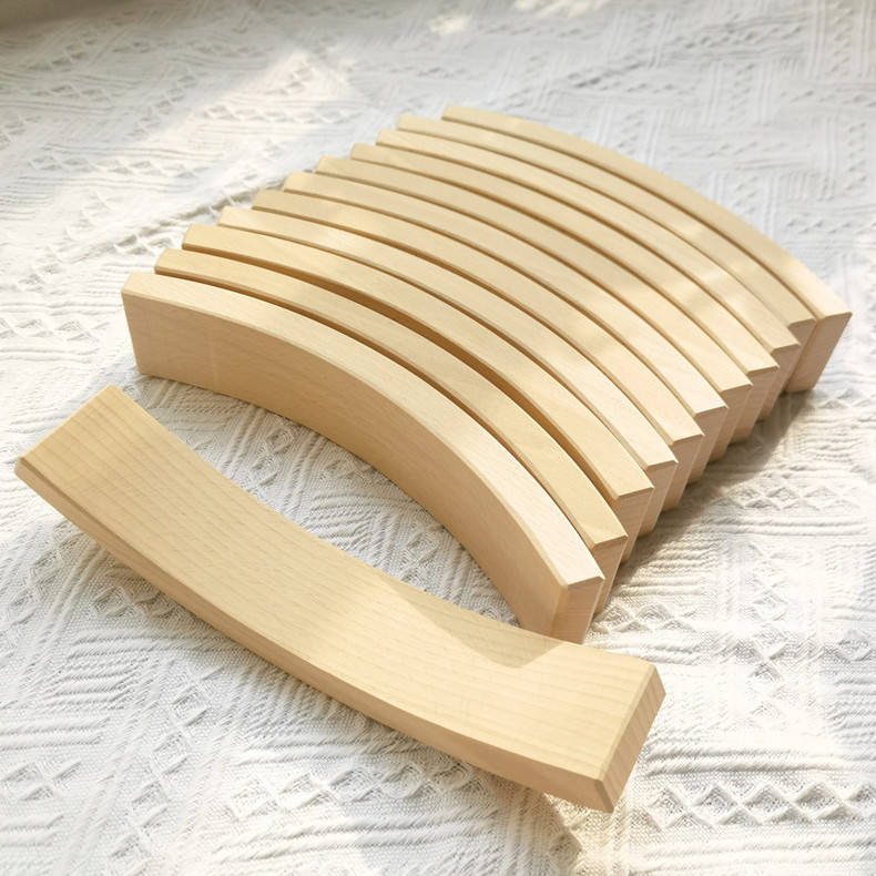 12PCS Solid Beech Wood Rainbow Color Bending Plate Building Blocks