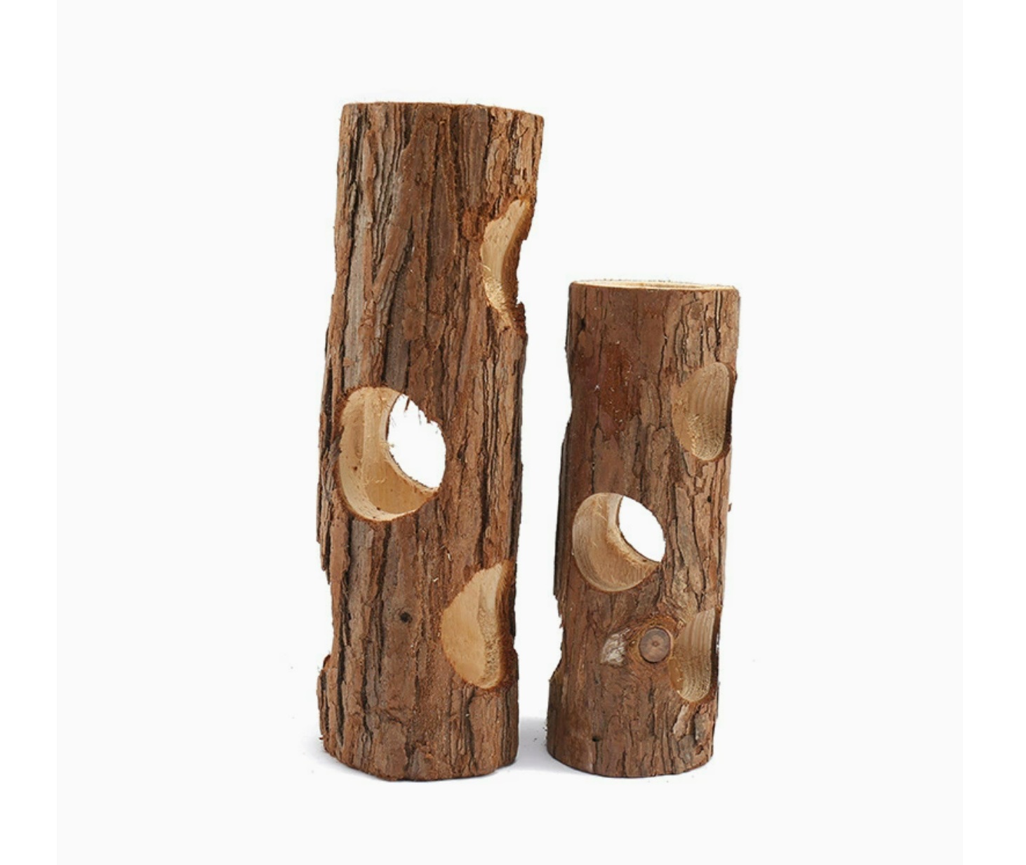 Wooden Hamster Mouse Toy Rustic Log Bark Wood Hollow Tree Trunk Hamster Raw Chew Toy