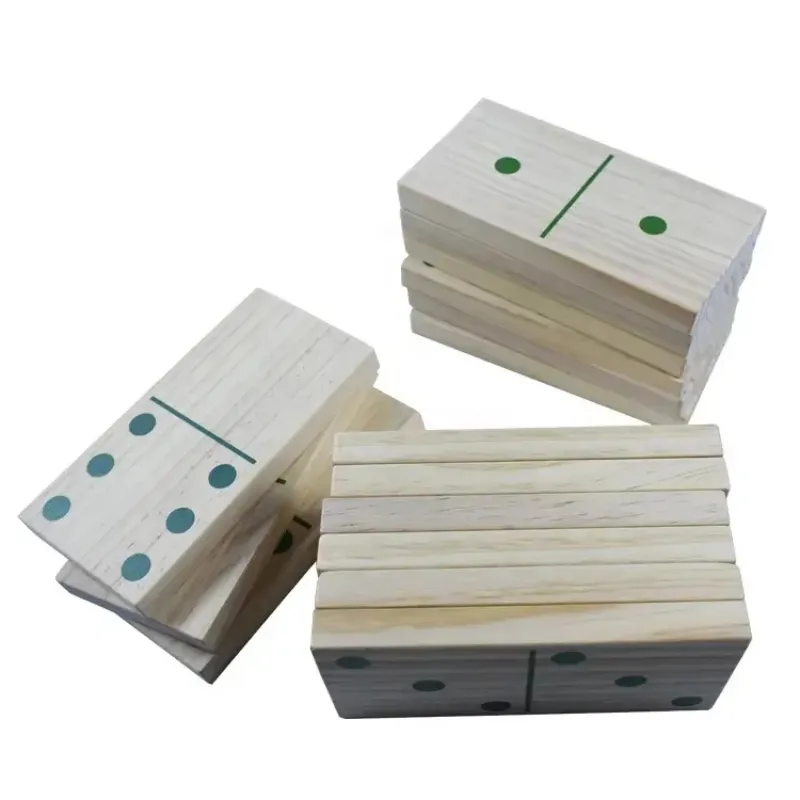 28 PCS Wooden Domino Set Building Blocks Garden Yard Game Toy