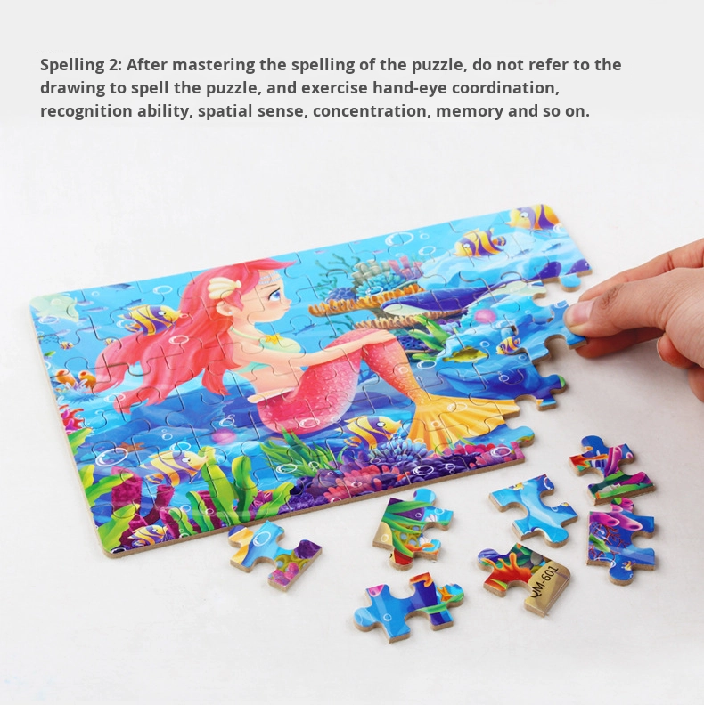60-Piece Flat Puzzle for Children's Early Education Age 3-6 Iron Box Anime Cartoon Wooden Toys Made From Wood